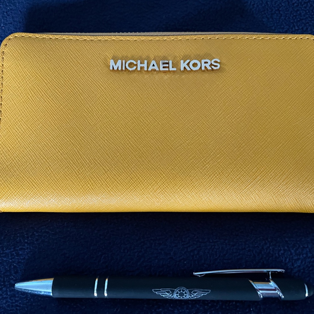Michael Kors yellow wristlet wallet